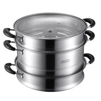 
                                        爱仕达（ASD） 304不锈钢三层加厚复底28CM 电磁炉明火通用蒸锅 WGNS1528                