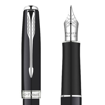 派克(parker) 08款卓尔 纯黑丽雅白夹钢笔/墨水笔