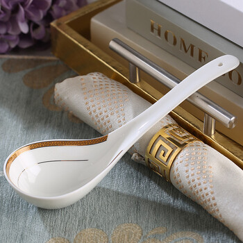 晟普(shengpu) 天然骨粉制作 骨瓷大勺子 大汤勺 长柄粥勺 陶瓷勺餐具