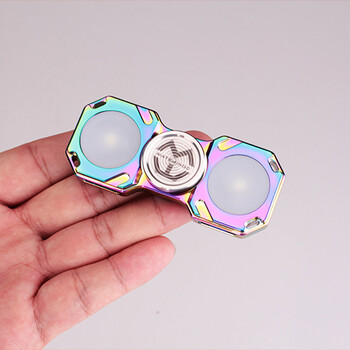 led指尖陀螺 发光手指陀螺手指螺旋指间陀螺儿童减压玩具 黄铜炫彩版