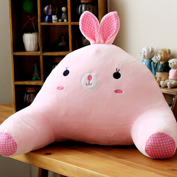 (msde)可拆洗汽车护腰靠垫办公室靠枕抱枕卡通腰枕腰垫靠背垫 粉兔 可