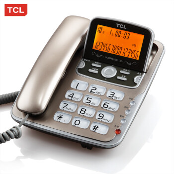 
                                                            TCL 206 电话机  办公家用座机 固定电话  来电显示 免电池 背光显示 有绳电话 TCL206香槟金                