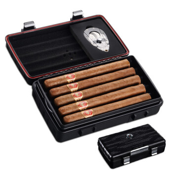 茄龙（CIGARLOONG）雪茄保湿盒旅行便携式10支装保湿箱保湿柜雪茄烟盒 黑色A款