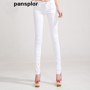 pansplor 2015新款春装韩版女裤铅笔裤 女士显瘦白色百搭修身休闲裤子 白色 26码