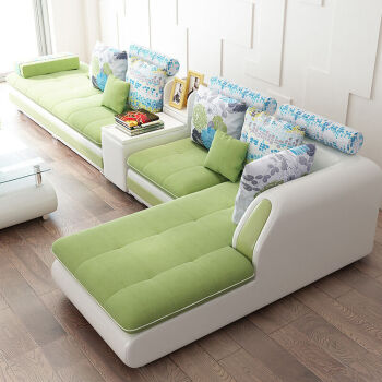 栢菲莱斯布艺沙发组合现代简约可拆洗大小户型皮布沙发 颜色和贵妃方向请备注 三人（2.1米）
