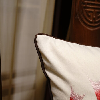 avigers 中式棉麻绣花鱼沙发抱枕床头靠垫套办公室靠枕 红鱼 45cm*45cm外套+内芯