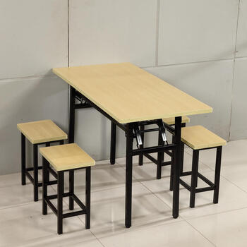 快餐桌子长方形小吃店桌椅板凳快餐桌椅组合面馆4人位饭店餐桌椅制
