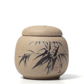 
                                        博度 粗陶茶叶罐子 陶瓷密封罐 茶罐陶罐 小号茶叶储藏罐梅兰竹菊 竹                