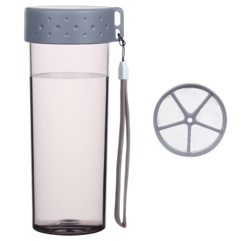 
                                        私家良品（cica） 塑料杯子带盖创意便携泡茶杯防漏男女水杯 灰 480ml                