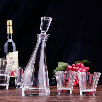 欧式水晶套装洒具洋酒酒具红酒杯套装 磨砂品水晶酒瓶带盖醒酒器酒瓶一壶六杯七件套酒具 92-100066