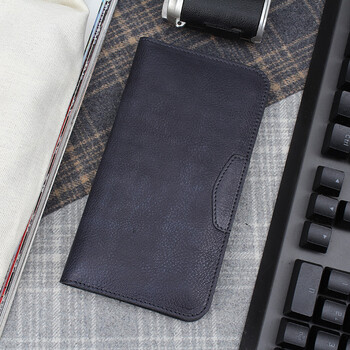 手机钱包男士长款薄款韩版手包个性青年头层牛皮简约皮包女潮 宝蓝