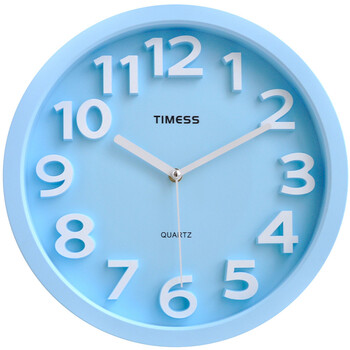 timess钟表 客厅挂钟创意时尚简约静音时钟13英寸圆形凸字石英钟 t