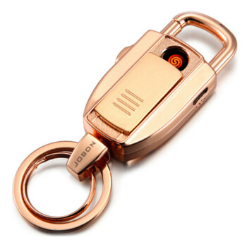JOBON中邦多功能钥匙扣  带点烟器USB充电打火机 男士腰挂件汽车钥匙圈 金色