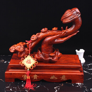 静阁轩 如意 木雕如意 铁梨木雕手拿如意富贵摆件 乔迁礼品 如意