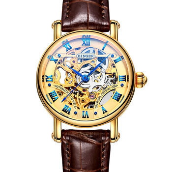 宾格(binger)手表男士自动机械表 镂空防水 商务休闲时尚机械款男表