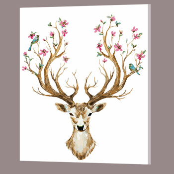 数字油画填色画 客厅卧室风景动物人物向日葵鹿手工手绘装饰画 鹿24 4