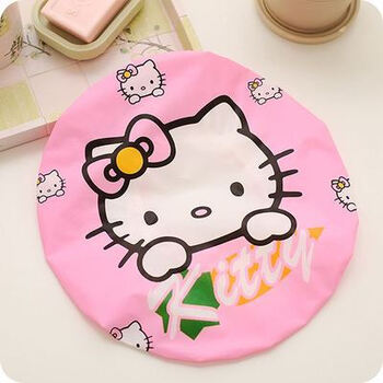 可爱卡通洗澡浴帽 防油烟灰尘加厚防水浴帽 洗头发女士沐浴帽 粉色kt6