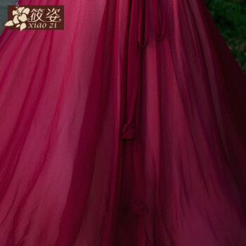 筱姿 忆。浓淡 2015夏季新款女装雪纺半身裙长裙纱裙大摆仙女裙子 暗红 L