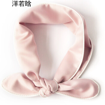围巾春秋夏季头巾双层包边雪纺领带装饰小丝巾女领巾 珍珠粉