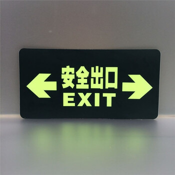 出口指示牌夜光紧急出口消防应急标志灯标识牌墙地贴 地贴-双向【图片