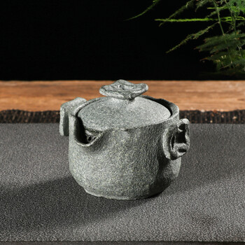 忆仟堂 天然原石功夫茶具套装中式禅意石茶壶泡茶壶手工雕刻石材茶壶