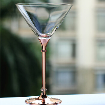 维娜多克 无铅水晶香槟杯 创意简约三角形状杯 生日节庆礼物 玫瑰金