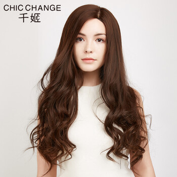 千姬(chic change) 千姬假发女长卷发大波浪真人发丝手织 偏分无刘海