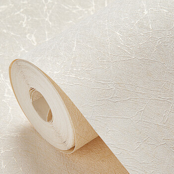 新品,素色墙纸 简约温馨白色麻布纹立体蚕丝客厅卧室壁纸 酒店工程