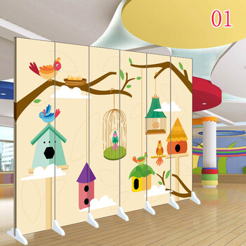 卡通屏风隔断幼儿园客厅书房现代时尚房卧室折叠移动简约抽象定制 乳