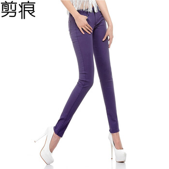 
                                        剪痕 休闲裤女九分裤修身职业西裤铅笔裤打底裤小脚裤女裤子2018春秋装 九分5283白色 L码                