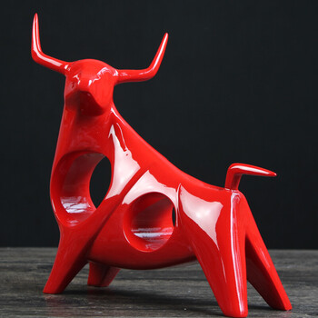 创意抽象树脂牛装饰品摆件客厅酒柜办公室现代家居工艺术摆设 傲气牛