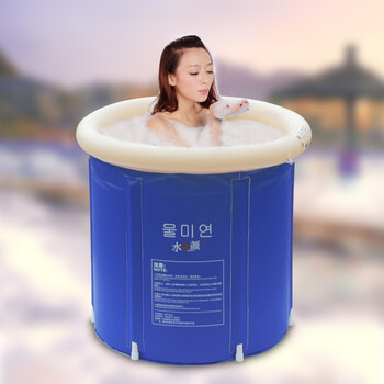 
                                                            水美颜深蓝加厚折叠泡澡桶沐浴桶 桑拿浴箱浴盆成人 充气浴缸 儿童洗澡桶 母婴宝宝洗 浴室专 深蓝经典75（底部夹棉+10个浴袋+保温垫）                