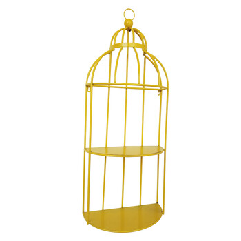 壁挂花架简约田园风格壁饰墙挂实木鸟笼装饰架liu 架子黄色铁皮隔板