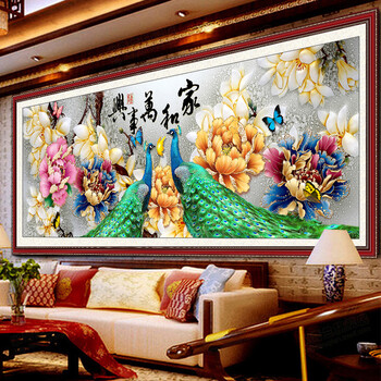 
                                                                                东方美绣 十字绣新款魔方钻石画中国风迎客松万里长城富贵延绵客厅装饰挂画玄关自己手工贴钻DIY材料包 异形钻120*50厘米满钻                