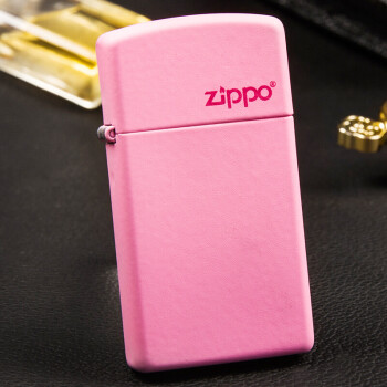 Zippo之宝防风煤油式打火机 纤巧窄机缤纷彩色哑漆标志女式版 粉色1638zl