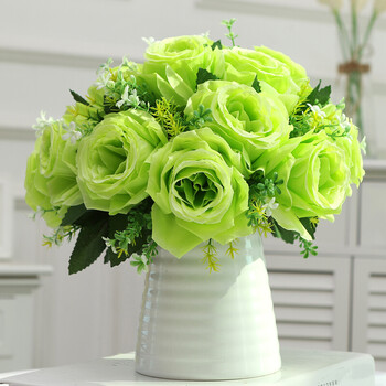 仿真玫瑰花束套装花艺家居摆设欧式绢花客厅餐桌摆件盆栽 美克美家 全