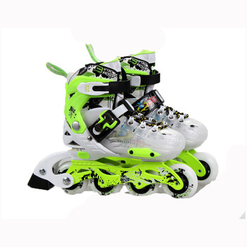 儿童溜冰鞋 香蕉轮户外健身 可调儿童轮滑鞋 平花鞋 绿色