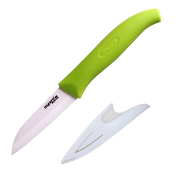 美瓷（MYCERA）陶瓷刀3寸切水果刀具 迷你随身便携瓜果刀 削皮器 辅食刀(绿色)EZ3F