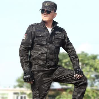 狼石(langshi) 军迷服饰07式武警军装特警黑鹰迷彩服套装男工作服特种