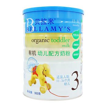 
                                        贝拉米（Bellamy） 预售 有机婴幼儿配方奶粉(1-3岁)3段900g 1罐装                