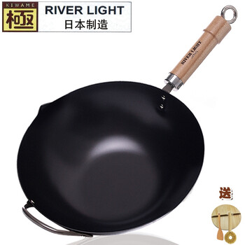 极（RIVER LIGHT）铁锅炒锅 铸铁不粘锅 无涂层高纯铁 日本原装进口33cm北京锅