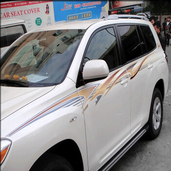 迈多多09-15款汉兰达车身腰线拉花汽车彩条贴纸全车贴汉兰达彩条车身