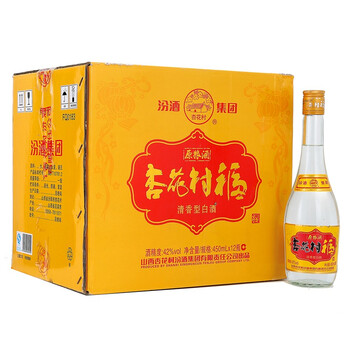 汾酒 杏花村 原粮酒黄标 42度 450ml*12瓶 整箱装 口感清香型