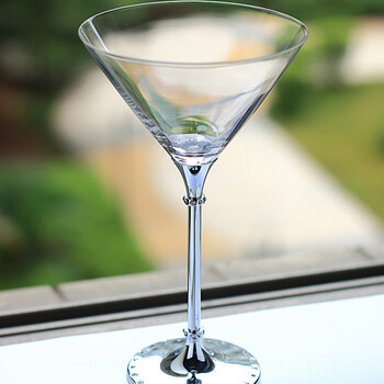 mbhtv 家用无铅水晶鸡尾酒杯 香槟红酒杯 酒吧三角杯 银色