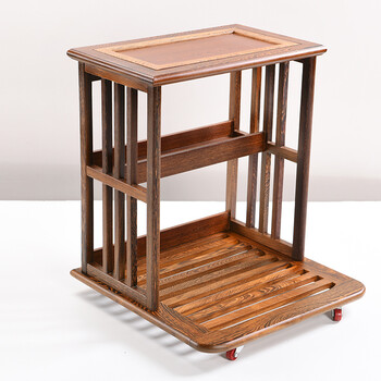 茶车实木移动茶台带轮子鸡翅花梨木茶车茶盘茶海茶柜套装功夫茶具