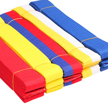 2.2米儿童成人男女跆拳道腰带黑带道带黄黑蓝绿红白带子儿童 黄绿1.