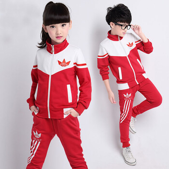幂范西 春秋园服拉链套装幼儿园长袖园服小学生校服儿童套装 红色 130