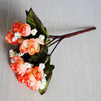 仿真花假花绢花装饰花插花茶苞拇指玫瑰星星苞拍摄道具成品 夕阳色