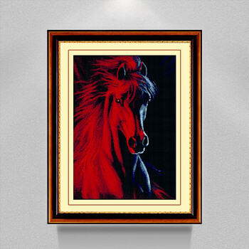 摩梭情5d钻石画冰与火马头魔方圆钻钻石绣系列 57*67厘米 闪亮魔方钻