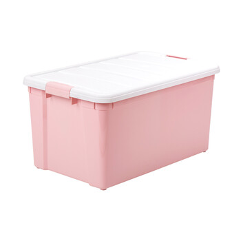 塑料有盖不透明玩具整理箱衣物收纳箱大号储物盒 粉色 60l/两个装